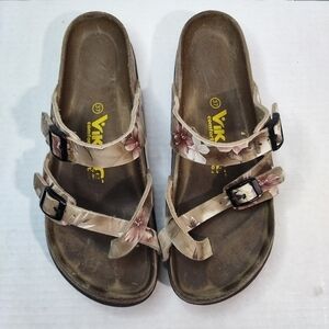 Brown Sandals with Adjustable Straps and Cork Footbed